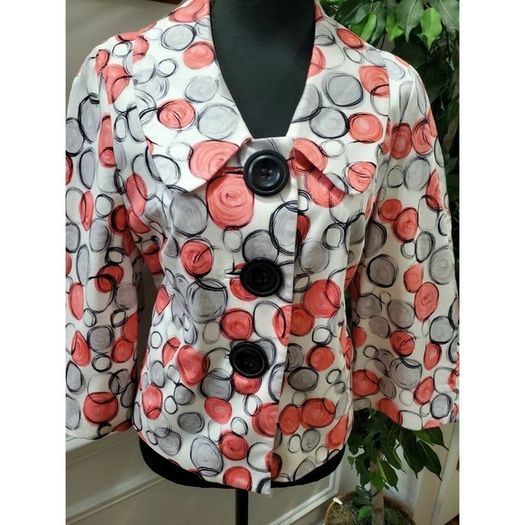 Andre Oliver Women's Multicolor Cotton Long Sleeve Three Buttons Jacket Size 12 - Picture 2 of 12